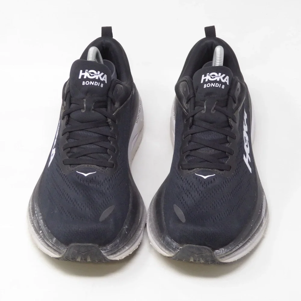 Hoka Mens Bondi 8 Running Shoes Black White 1123202 9.5D